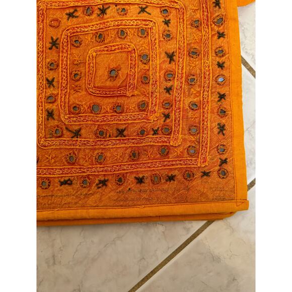 Orange Indian Mirrored Embroidered Tote Bag - Picture 7 of 10